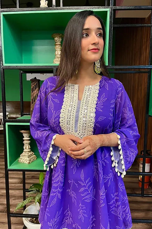 Ahira Purple Pearls Festive Kurta Set
